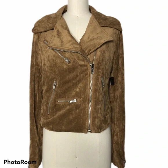 Lulus Suede With Love Tan Suede Moto Jacket. No rages, inside tag is cut - Picture 4 of 9